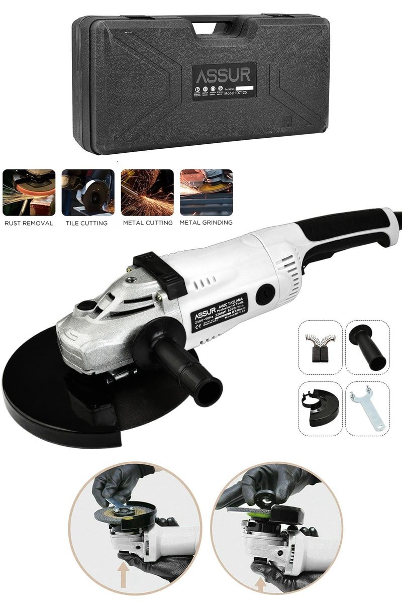 Assur 2200W Metal Şanzıman 230mm Büyük Spiral Taşlama Çantalı
            
            
                (ASR343-02-05)