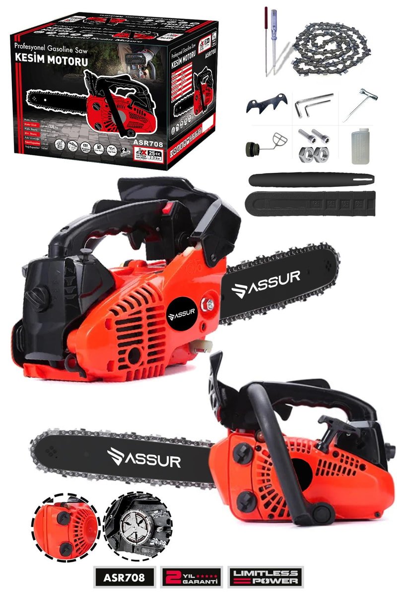 Assur 25cc Mini Benzinli Testere Ağaç Odun Dal Budama Kesme Testeresi Hızar Motoru
            
            
                (ASR708-21)