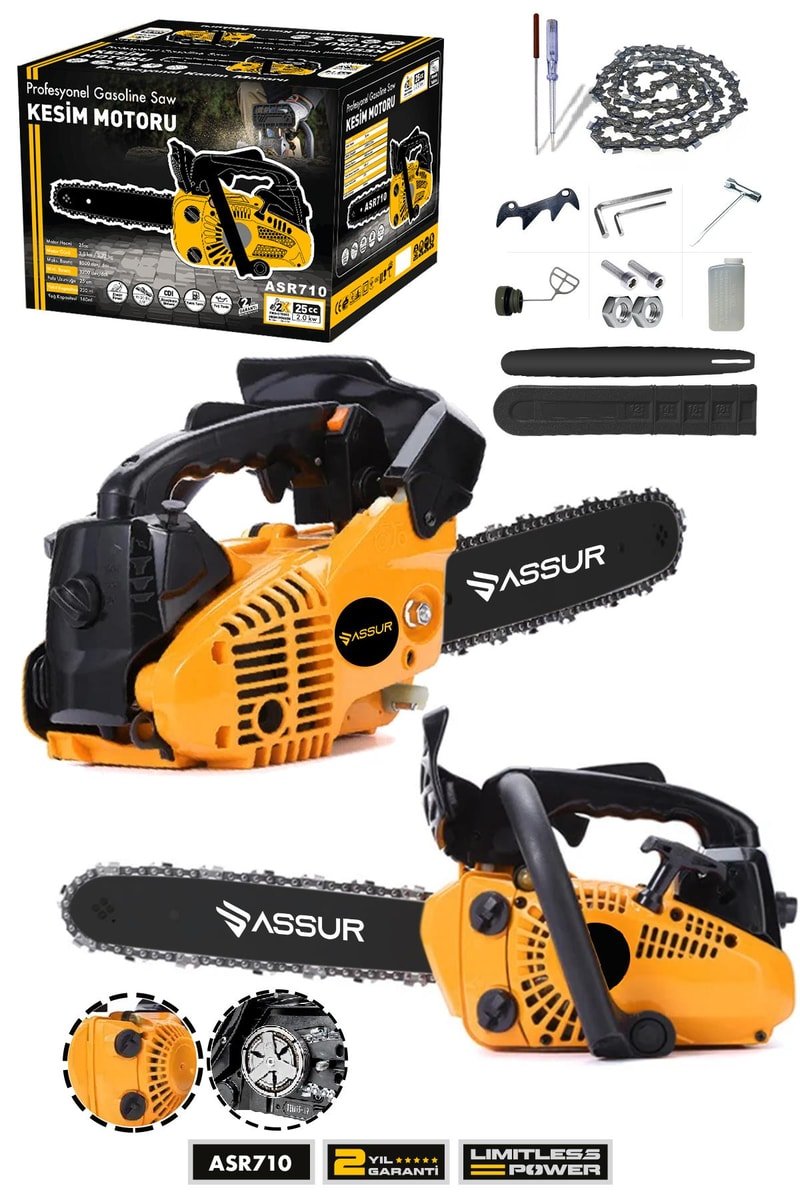 Assur 25cc Mini Benzinli Testere Ağaç Odun Dal Budama Ve Kesme Testeresi Hızar Motoru
            
            
                (ASR710-02-24)