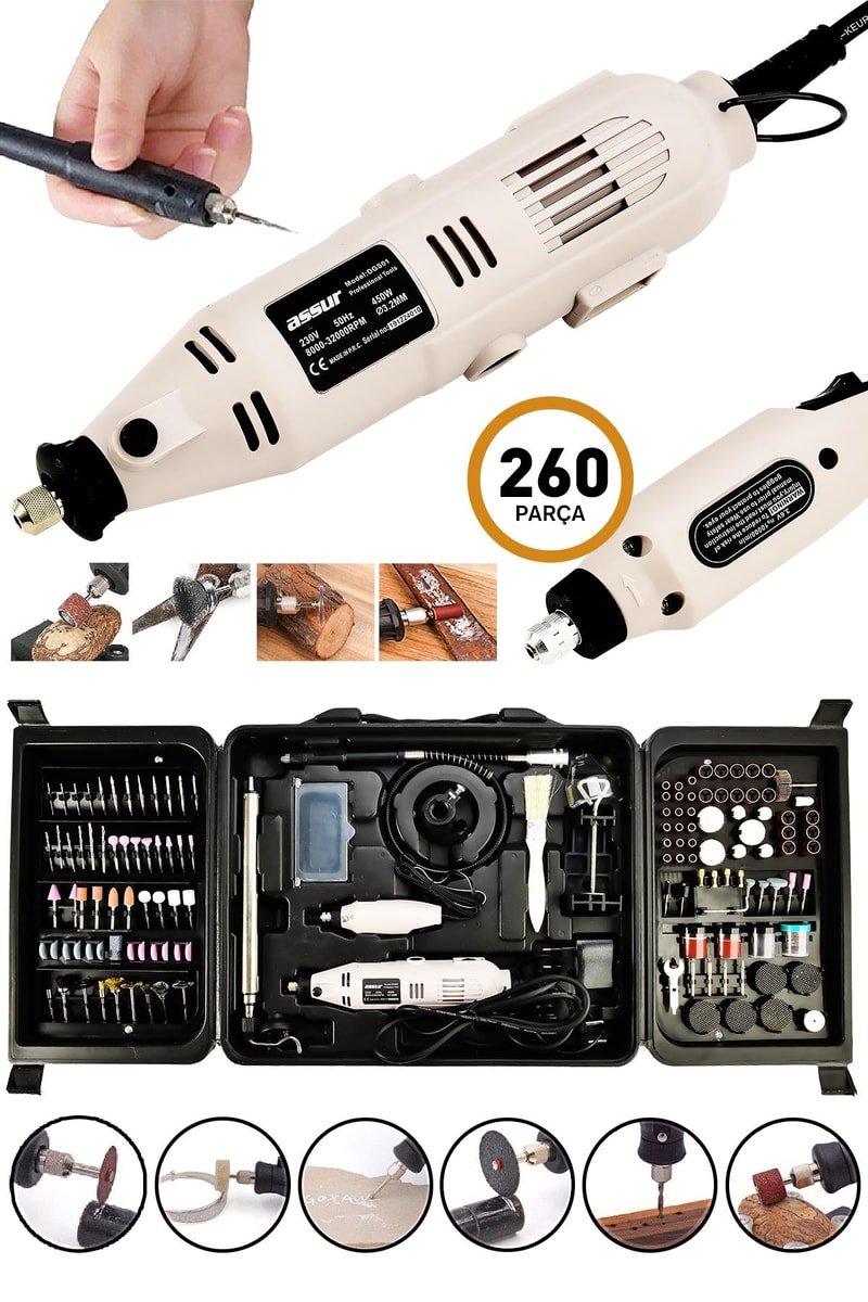 Assur 260 Parça Devir Ayarlı Gravür Hobi Taşlama Seti
            
            
                (ASR335-02-05)