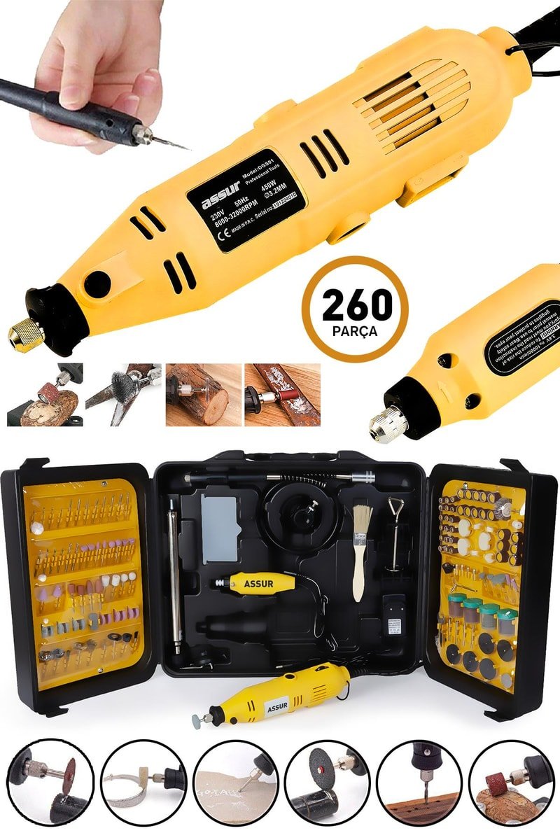 Assur 260 Parça Devir Ayarlı Gravür Hobi Taşlama Seti
            
            
                (ASR335-02-06-02)