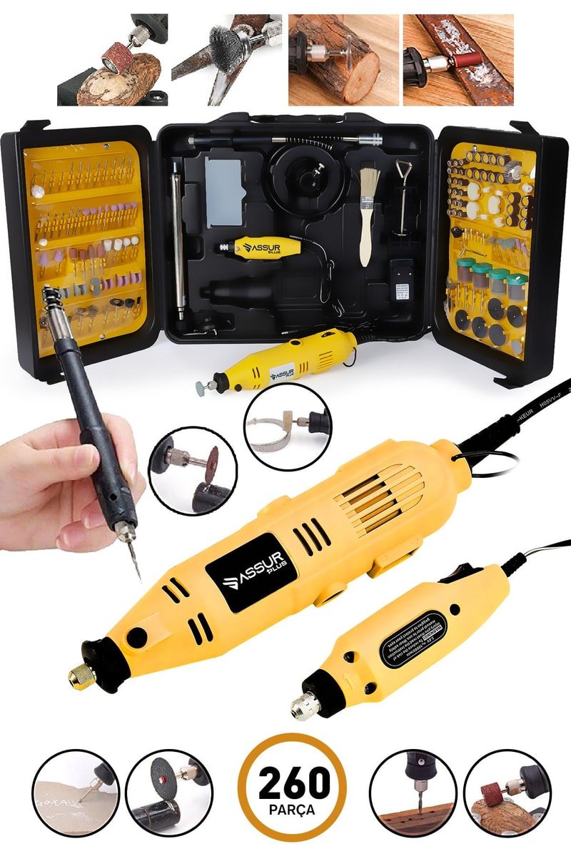 Assur 260 Parça Devir Ayarlı Gravür Hobi Taşlama Seti
            
            
                (ASR335-02-06)