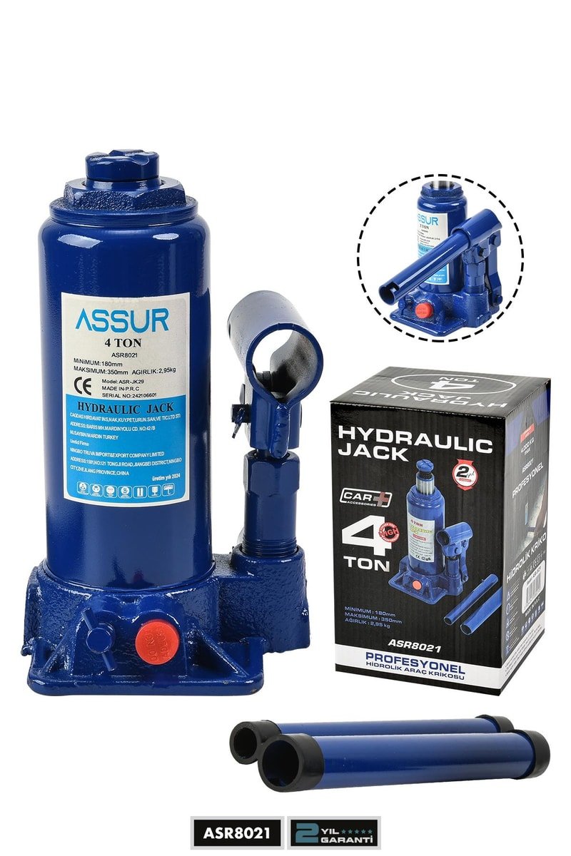 Assur 4 Ton Oto Kriko Araç Kaldırma Krikosu Şişe Kriko Hidrolik Kaldırma
            
            
                (ASR8021-02-56)