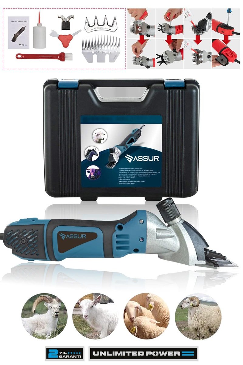 Assur 500W 6 Kademe Ayarlı Metal Şanzıman Koyun Kırkma Makinası
            
            
                (ASR607-02-32)
