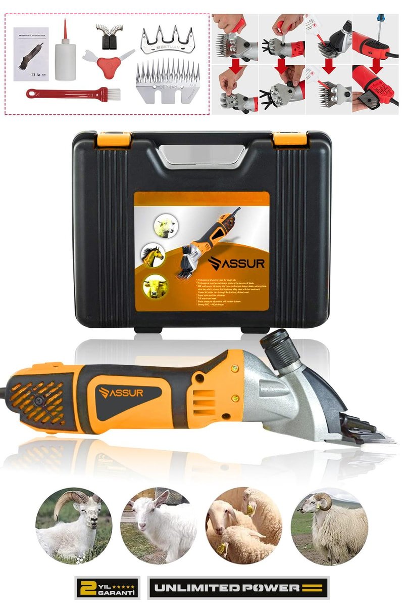 Assur 500W 6 Kademe Ayarlı Metal Şanzıman Koyun Kırkma Makinası
            
            
                (ASR608-02-32)