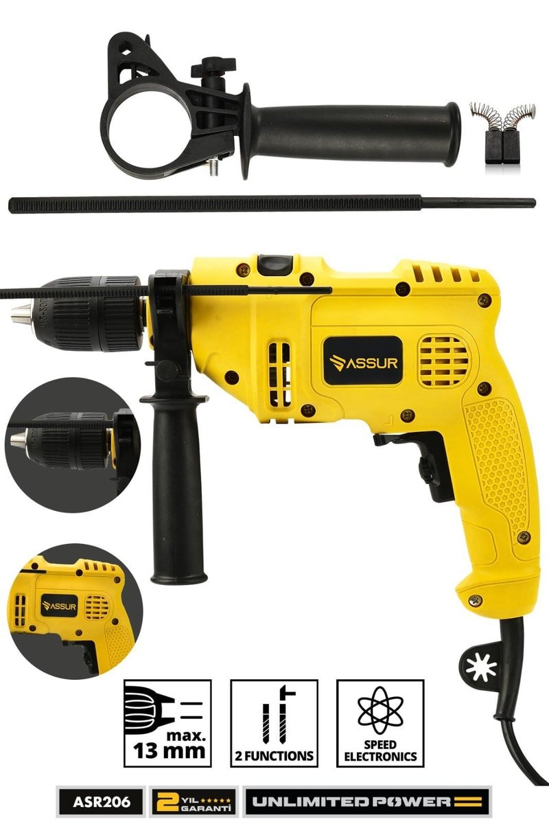 Assur 500W Darbeli Metal Şanzıman 13mm Elektrikli Matkap
            
            
                (ASR206-02-02-01)