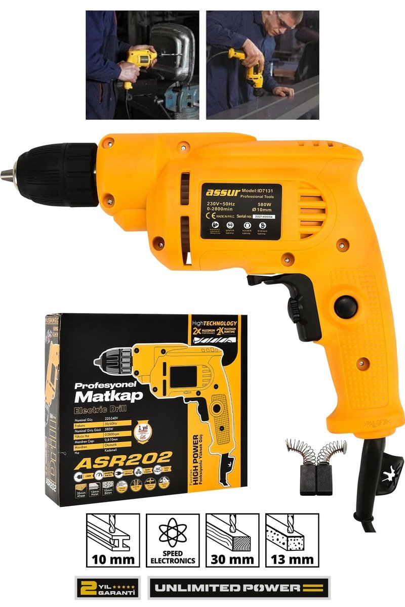 Assur 580W Metal Şanzıman 10mm Elektrikli Matkap
            
            
                (ASR202-02-02)