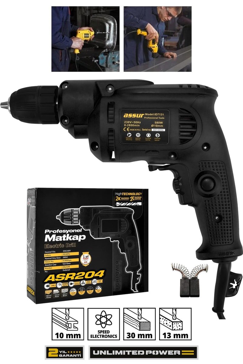 Assur 580W Metal Şanzıman 10mm Elektrikli Matkap
            
            
                (ASR204-02-01)
