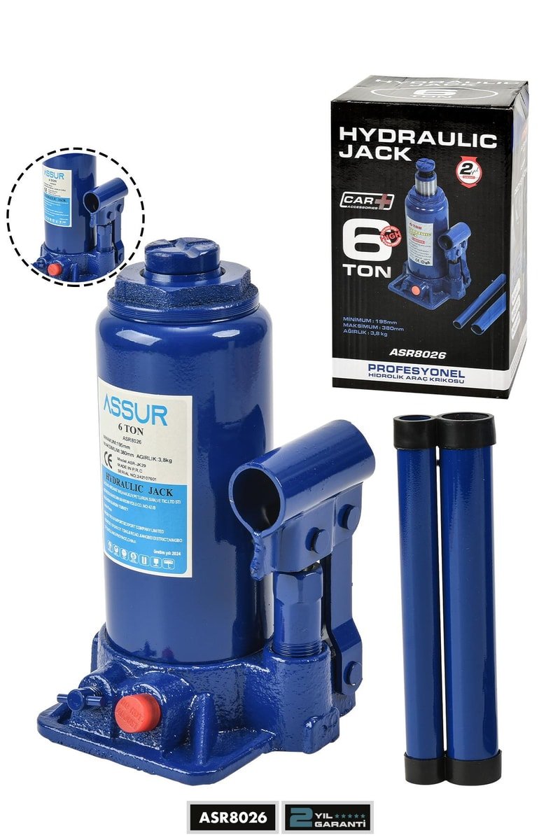 Assur 6 Ton Oto Kriko Araç Kaldırma Krikosu Şişe Kriko Hidrolik Kaldırma
            
            
                (ASR8026-02-56)