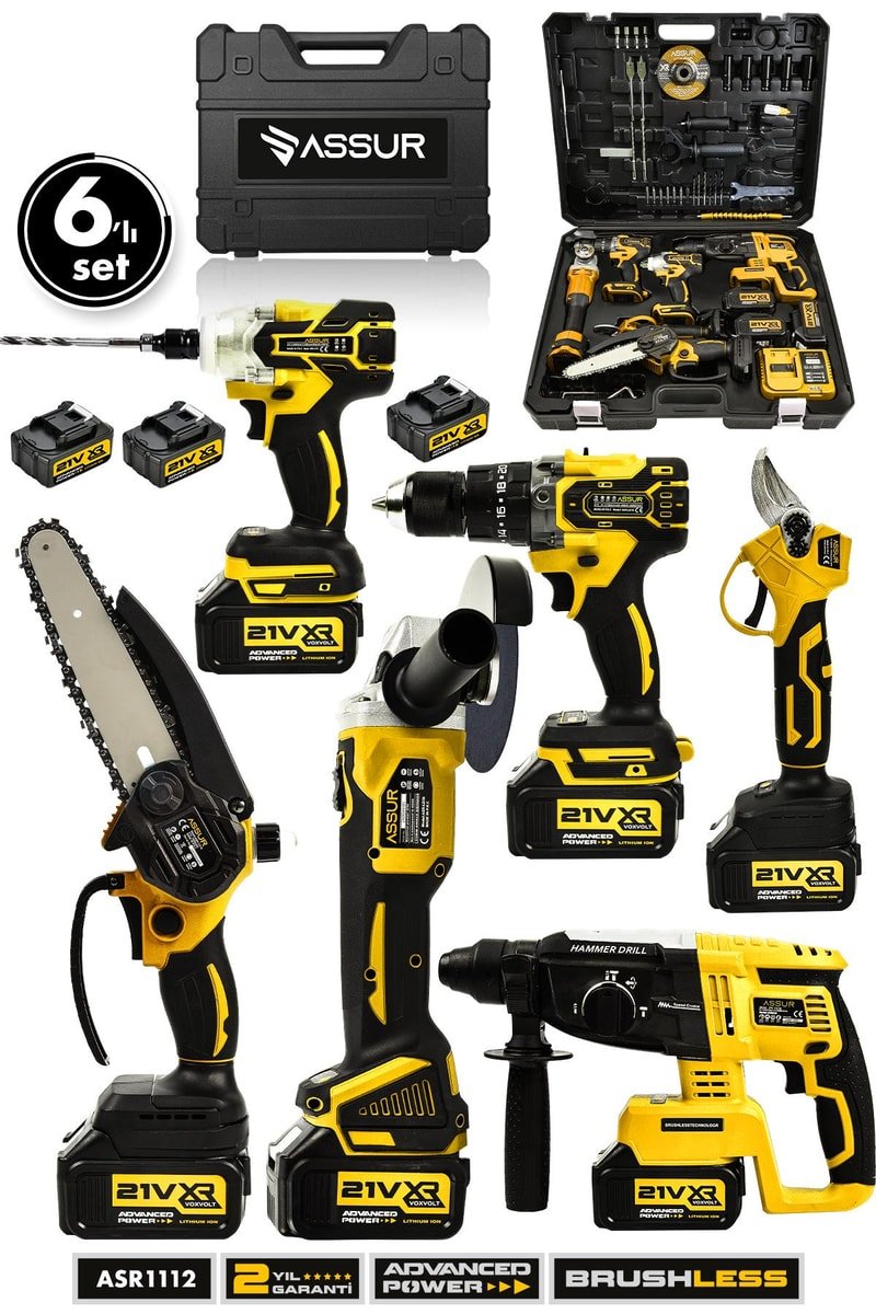 Assur 6'lı Set 21V Hilti Taşlama Somun Sıkma Makas Testere Akülü Vidalama
            
            
                (ASR1112-02-2)