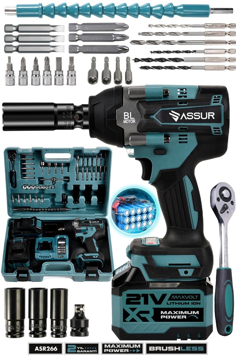 Assur 700 Nm Çift Akülü Somun Sıkma Sökme Makinesi 21V - Profesyonel Elektrikli Tork Anahtarı
            
            
                (ASR266)