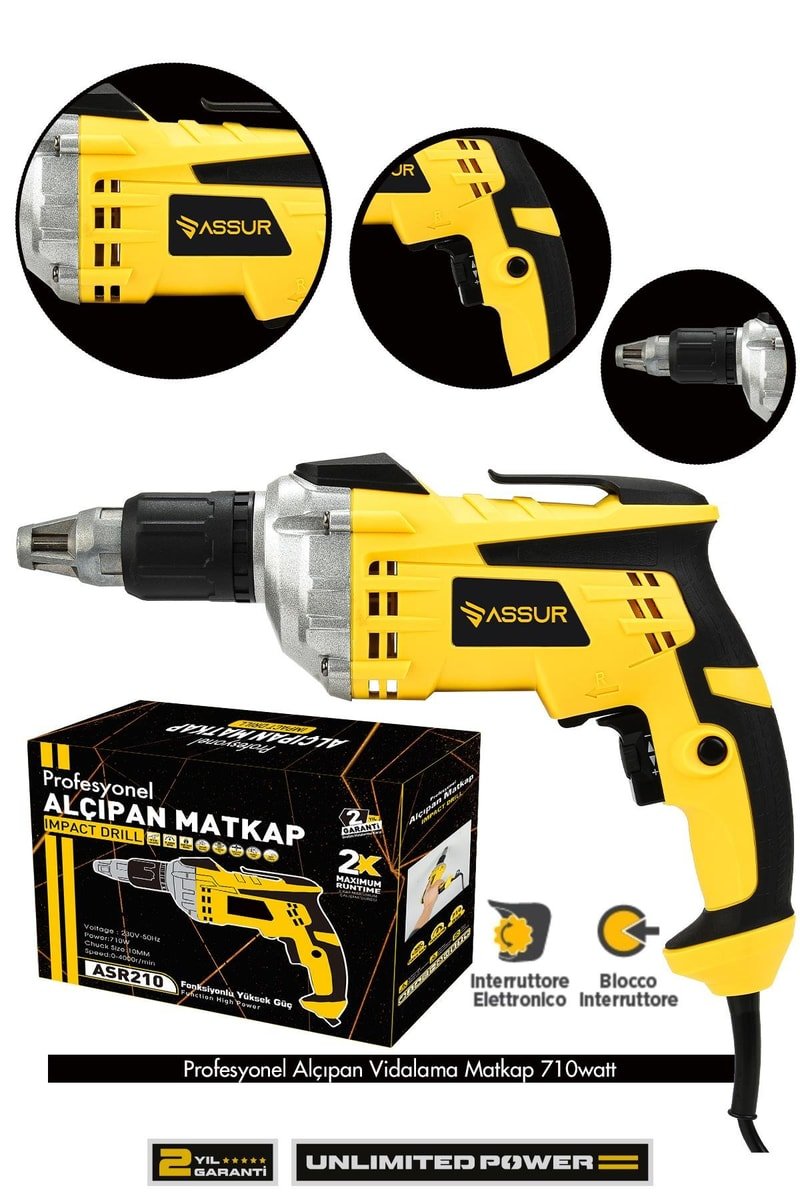 Assur 710W 90N.m Alçıpan Vida Tabancası
            
            
                (ASR210-02-01)