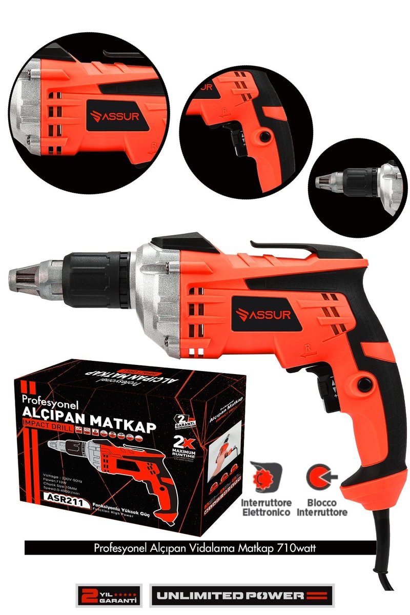 Assur 710W 90N.m Alçıpan Vida Tabancası
            
            
                (ASR211-02-01)