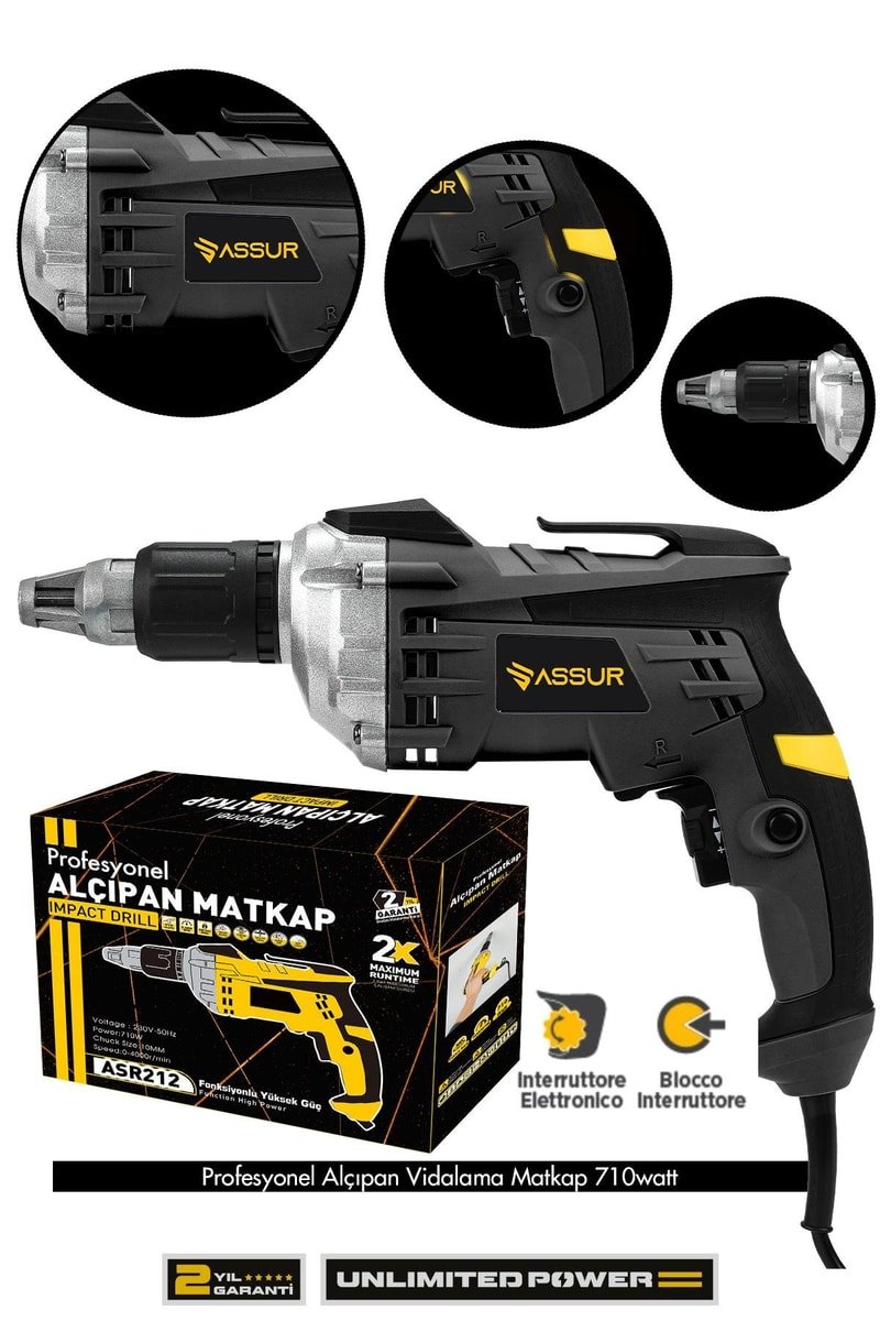 Assur 710W 90N.m Alçıpan Vida Tabancası
            
            
                (ASR212-02-01)