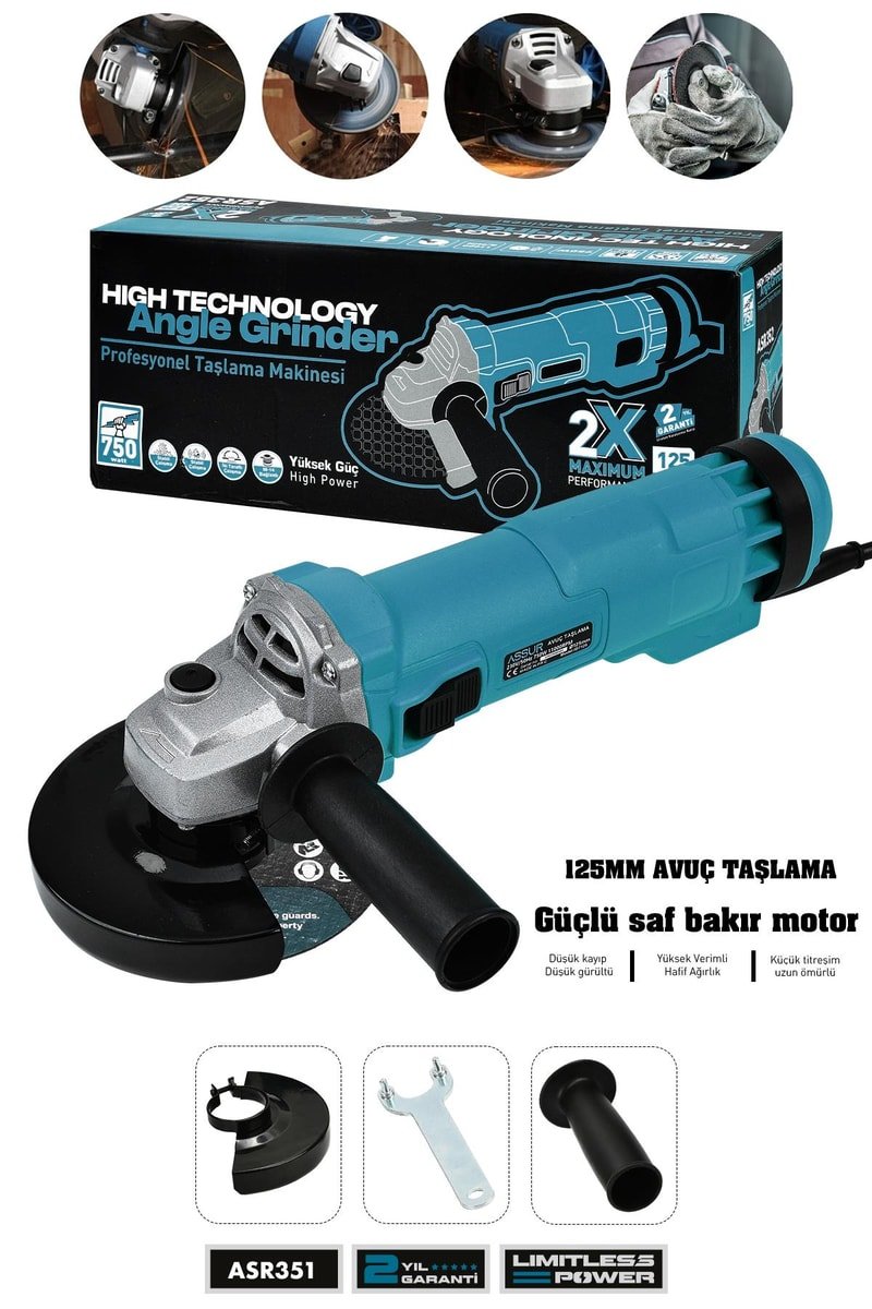 Assur 750W Avuç Taşlama Makinesi 125mm Bakır Sargılı Spiral
            
            
                (ASR351-02-5)