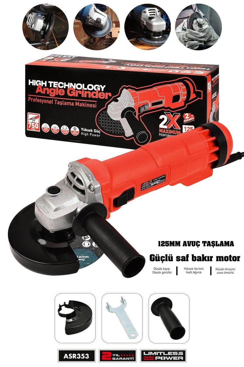 Assur 750W Avuç Taşlama Makinesi 125mm Bakır Sargılı Spiral
            
            
                (ASR353-02-5)