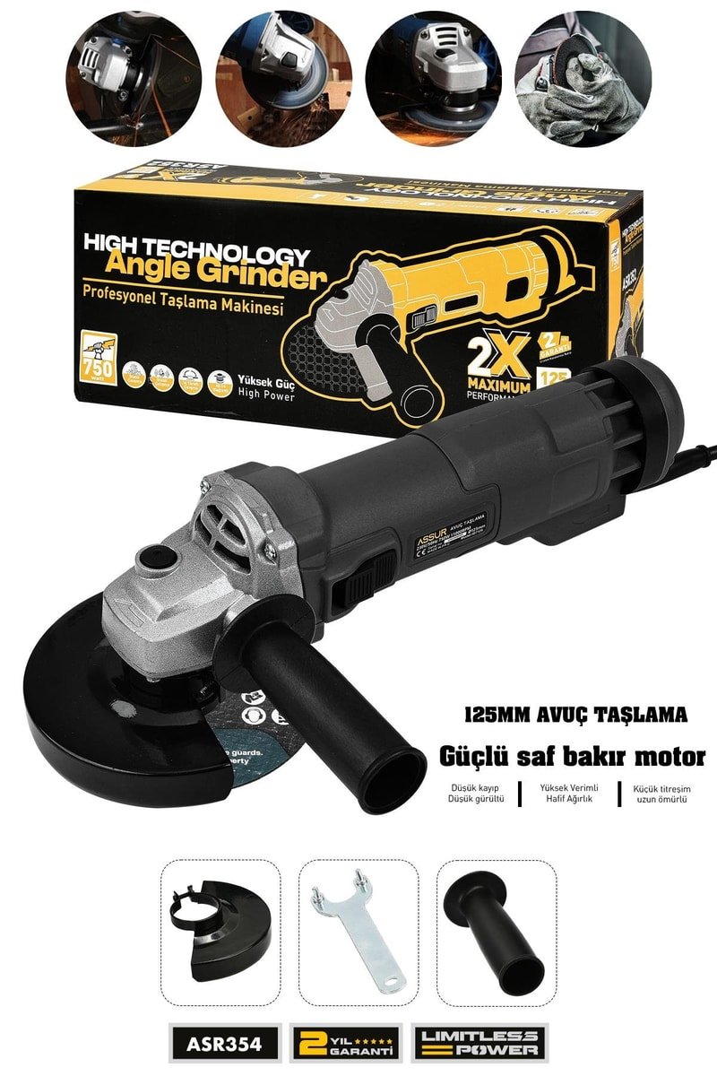 Assur 750W Avuç Taşlama Makinesi 125mm Bakır Sargılı Spiral
            
            
                (ASR354-02-5)