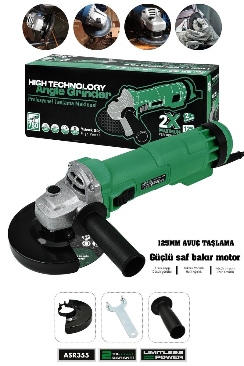 Assur 750W Avuç Taşlama Makinesi 125mm Bakır Sargılı Spiral
            
            
                (ASR355-02-5)