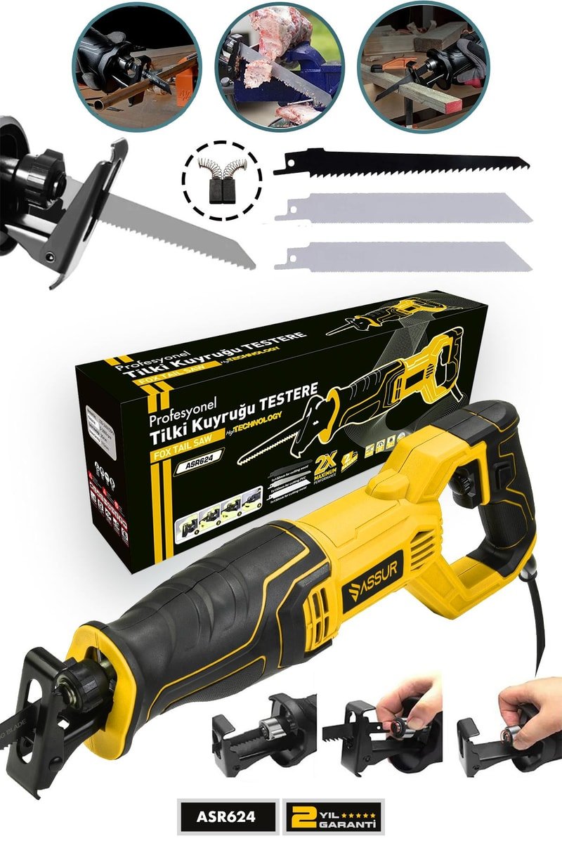 Assur 750W Bakır Sargılı 6 Kademe Devir Ayarlı Tilki Kuyruğu Testere
            
            
                (ASR624-02-10)