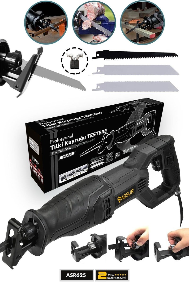Assur 750W Bakır Sargılı 6 Kademe Devir Ayarlı Tilki Kuyruğu Testere
            
            
                (ASR625-02-10)