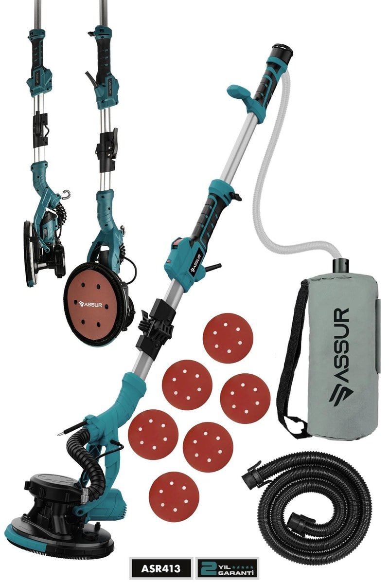 Assur 850W Alçıpan Duvar Zımpara Makinası 360° Ledli Toz Emmeli
            
            
                (ASR413-02-52)