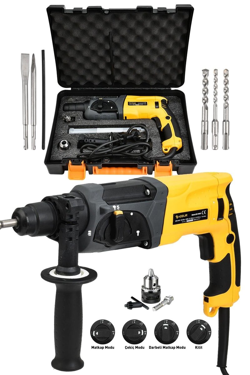 Assur 850W Darbeli Metal Şanzıman Kırıcı Delici Hilti Matkap
            
            
                (ASR520-02-04)