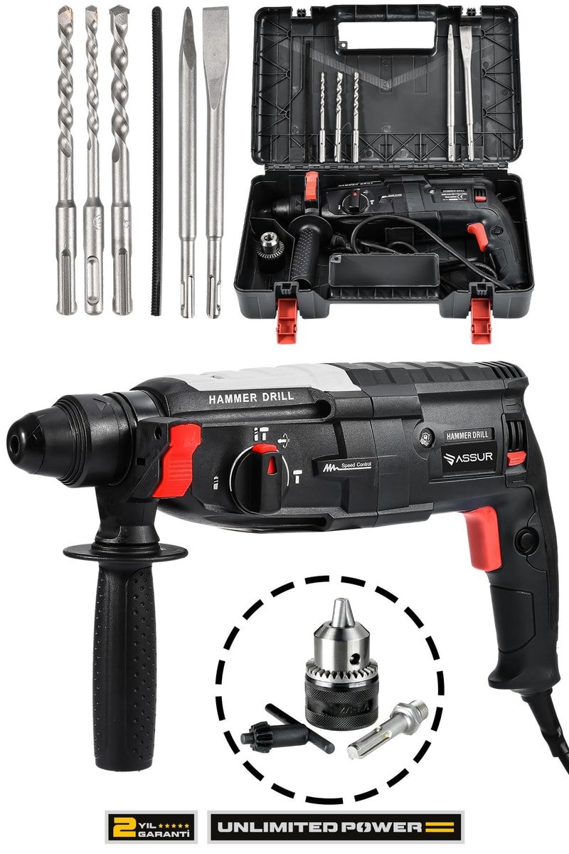 Assur 850W Metal Şanzıman Darbeli Matkap Kırıcı Delici Hilti 2-28mm
            
            
                (ASR504-02-04)