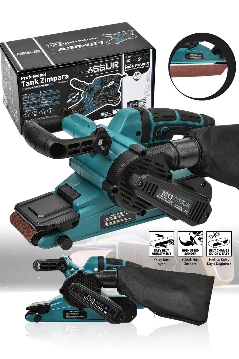 Assur 900W Elektrikli Vakumlu Tozsuz Cila Özellikli Tank Zımpara Makinesi
            
            
                (ASR421-02-52)