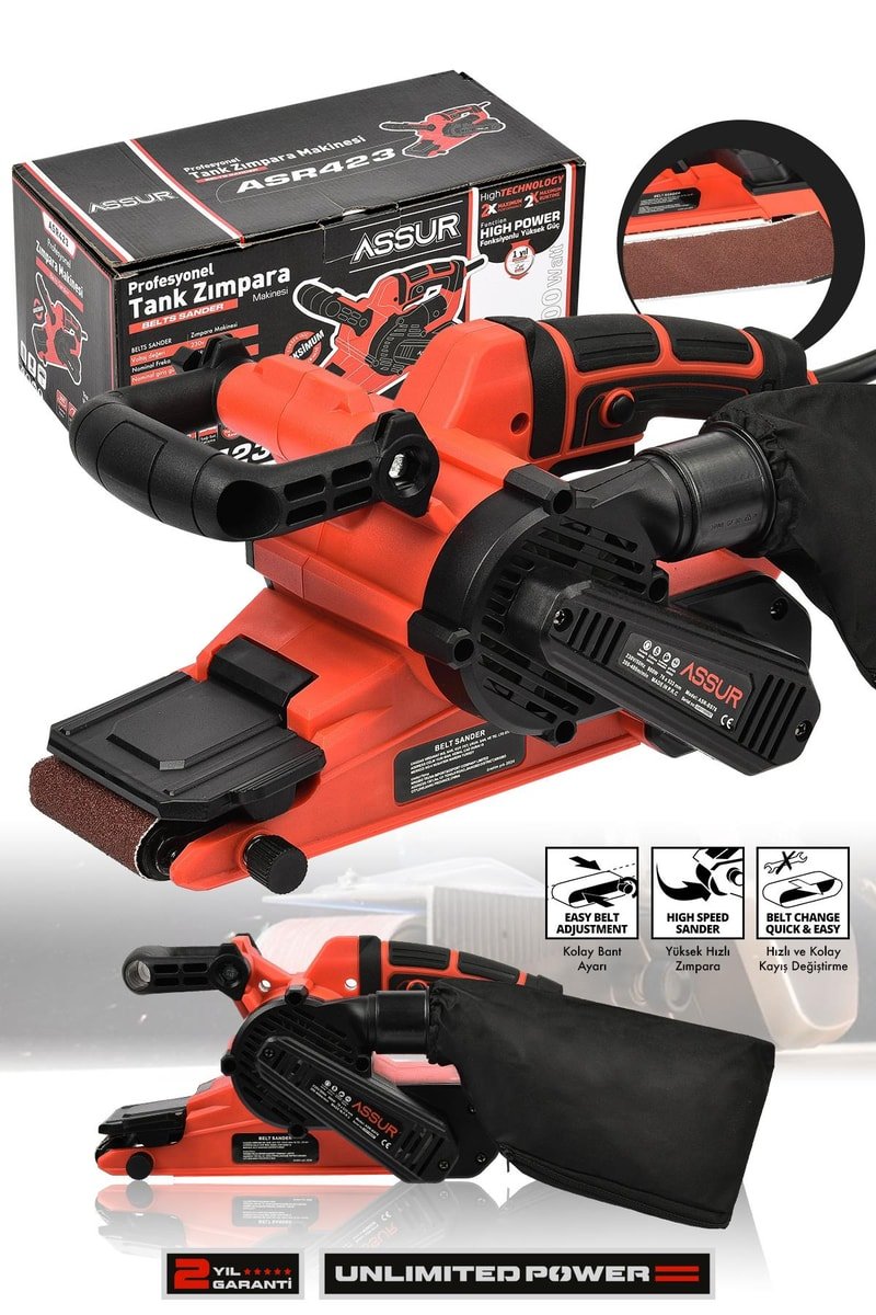 Assur 900W Elektrikli Vakumlu Tozsuz Cila Özellikli Tank Zımpara Makinesi
            
            
                (ASR423-2-52)