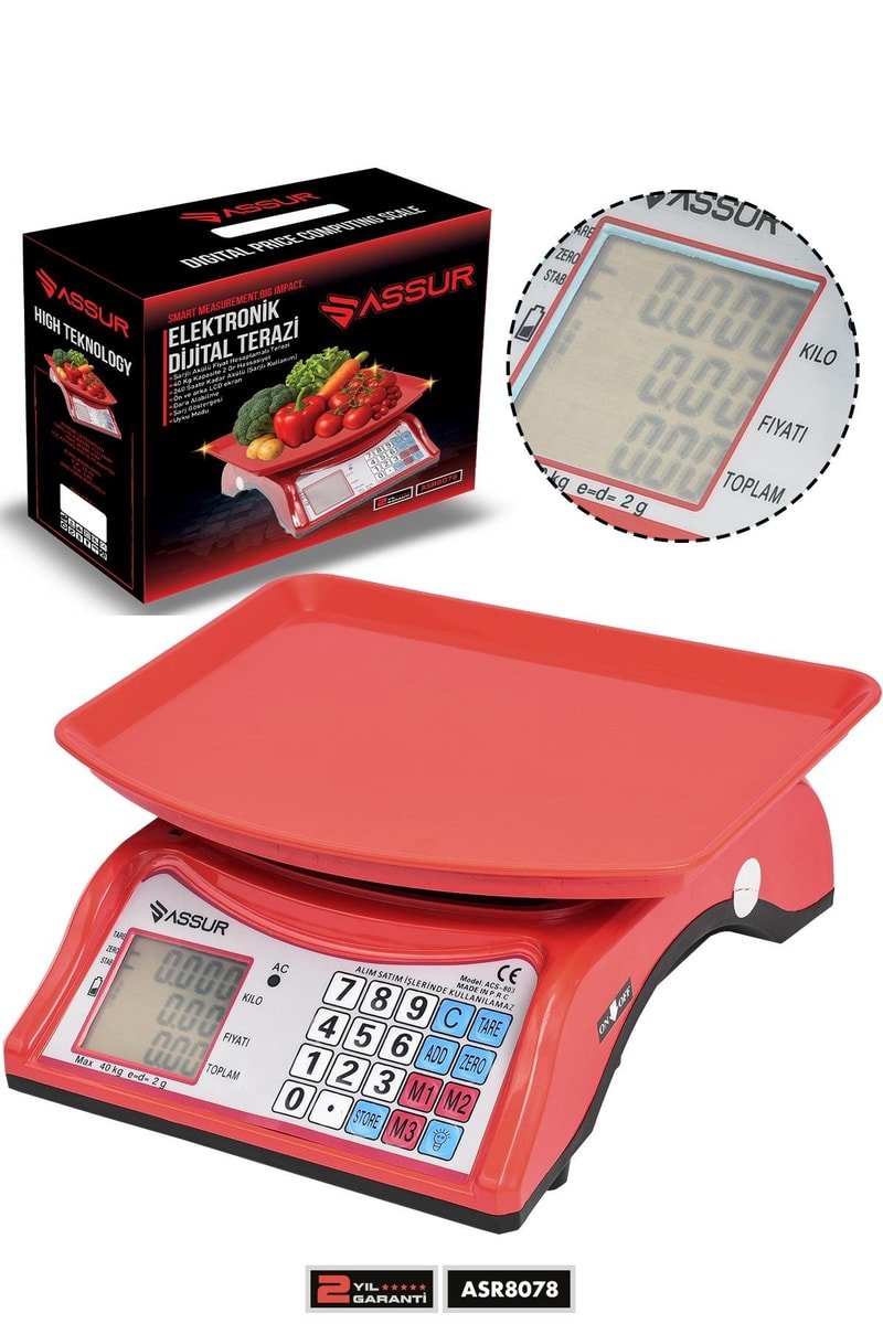Assur Akülü Dijital Mutfak Terazisi 2 Gr 40 Kg Şarjlı Hassas Ölçüm Tartı Hassas Terazi
            
            
                (ASR8078-02-60)