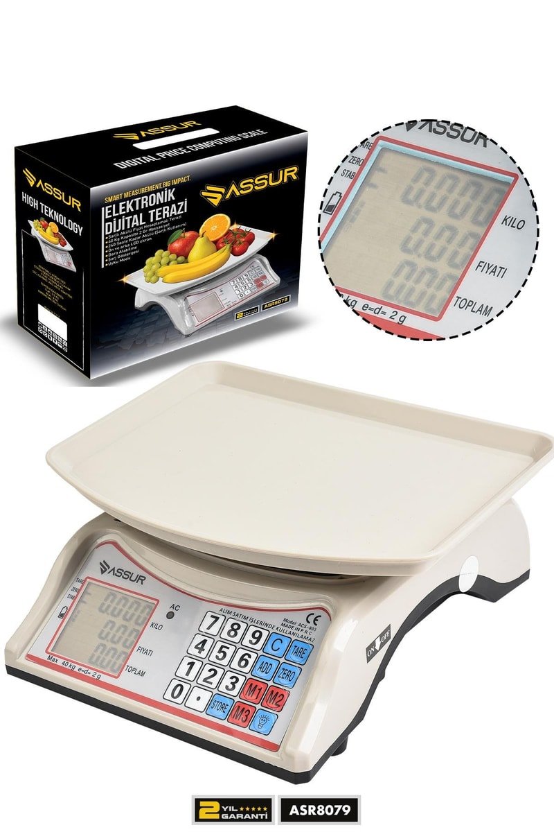 Assur Akülü Dijital Mutfak Terazisi 2 Gr 40 Kg Şarjlı Hassas Ölçüm Tartı Hassas Terazi
            
            
                (ASR8079-02-60)