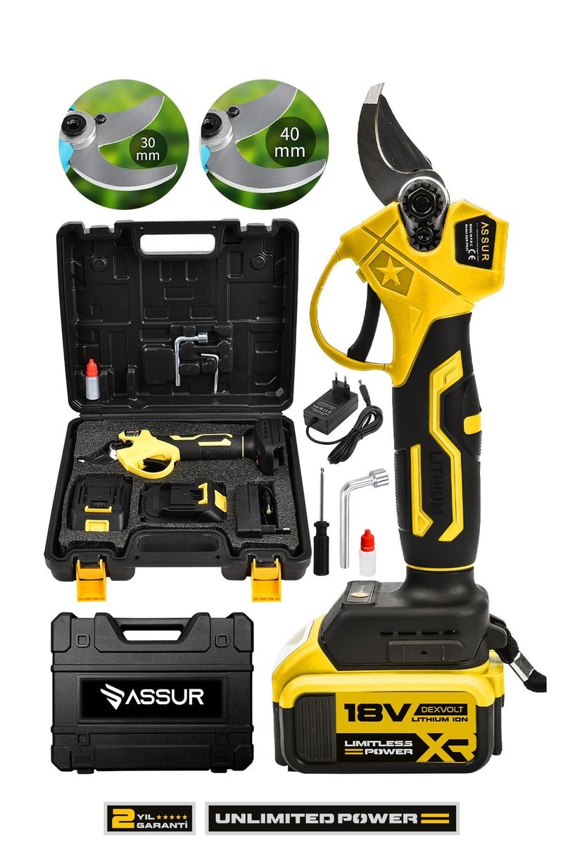 Assur Çift Akülü Profesyonel Ağaç Odun Dal Kesme Makinası Şarjlı Budama Makası
            
            
                (ASR769-02-20)