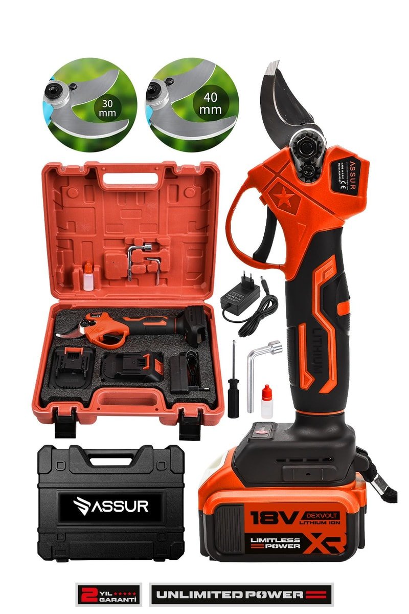 Assur Çift Akülü Profesyonel Ağaç Odun Dal Kesme Makinası Şarjlı Budama Makası
            
            
                (ASR770-02-23)