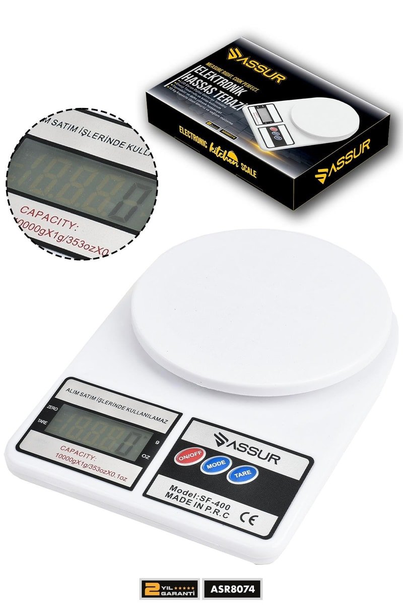 Assur Dijital Mutfak Terazisi 1 Gr 10 Kg Hassas Ölçüm Tartı Hassas Terazi
            
            
                (ASR8074-02-60)