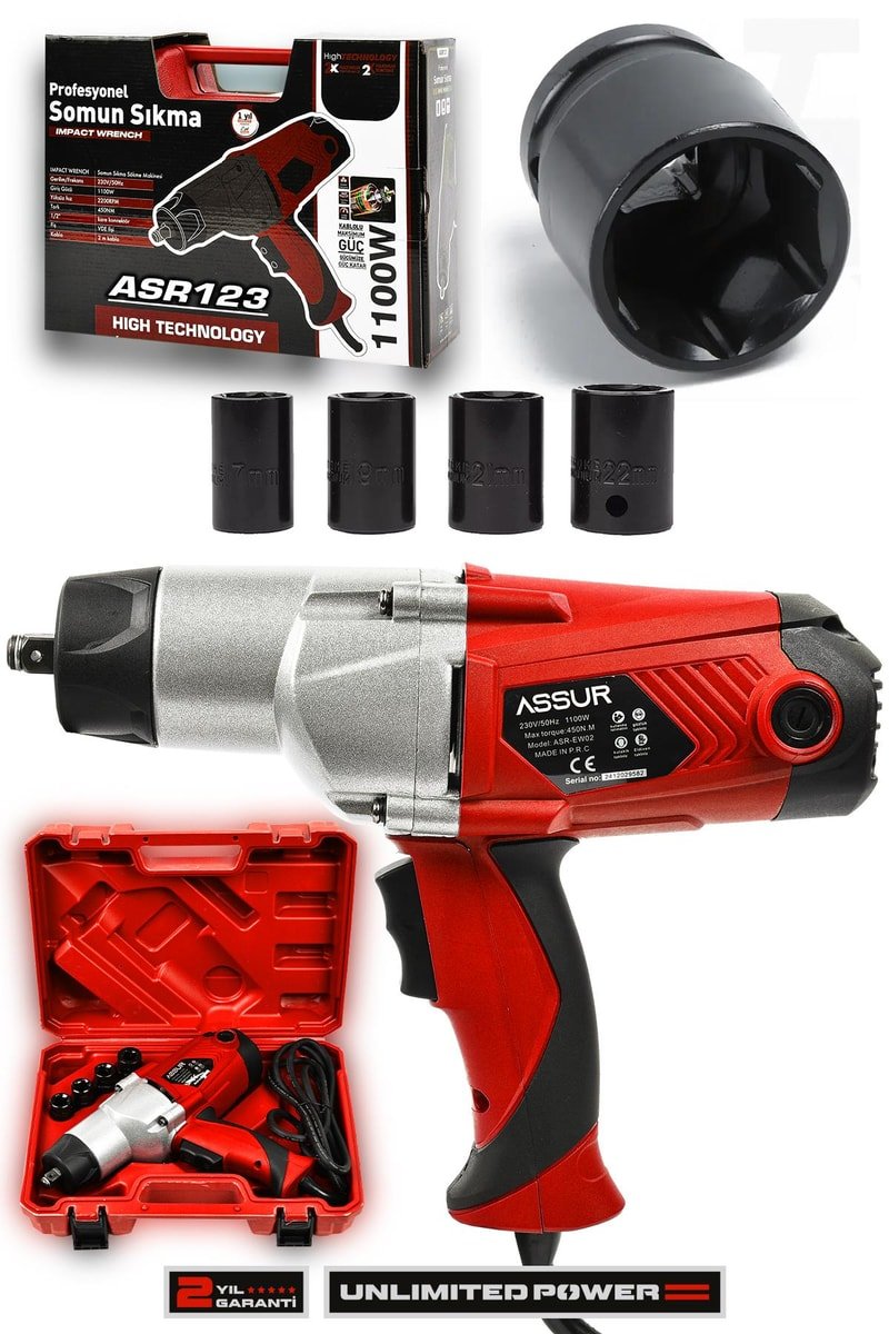 Assur Elektrikli 1100W 450Nm Somun Sıkma Sökme Makinesi
            
            
                (ASR123-02-09)