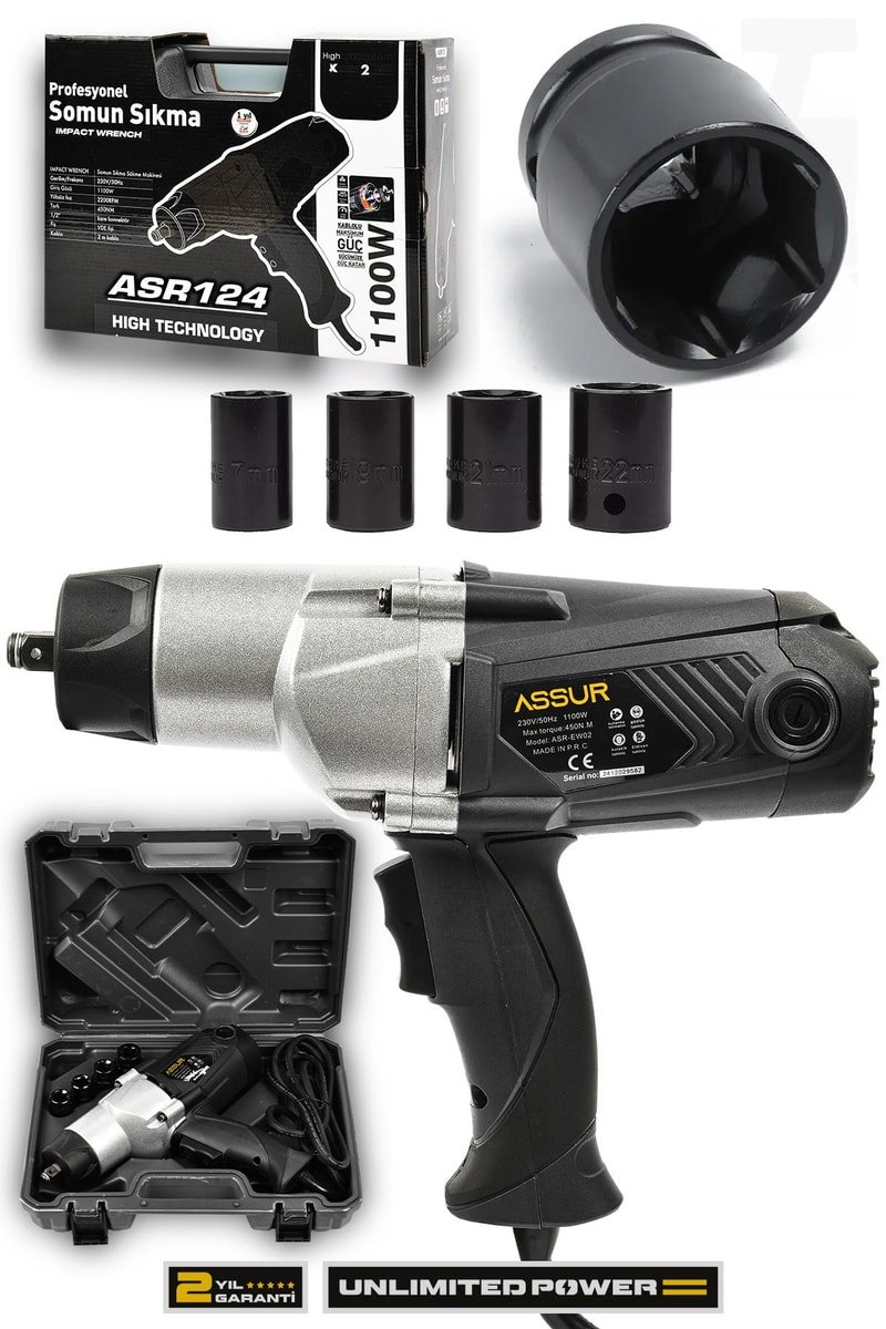 Assur Elektrikli 1100W 450Nm Somun Sıkma Sökme Makinesi
            
            
                (ASR124-02-09)