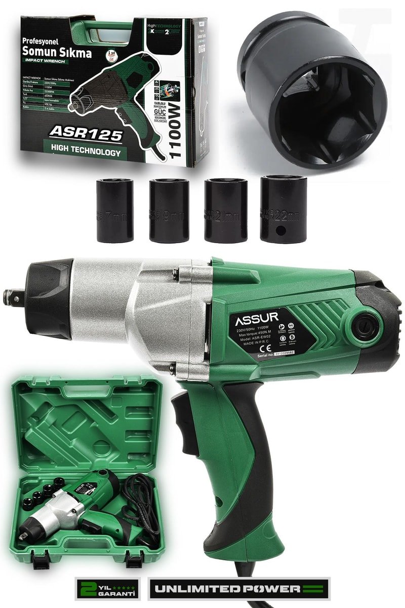 Assur Elektrikli 1100W 450Nm Somun Sıkma Sökme Makinesi
            
            
                (ASR125-02-09)