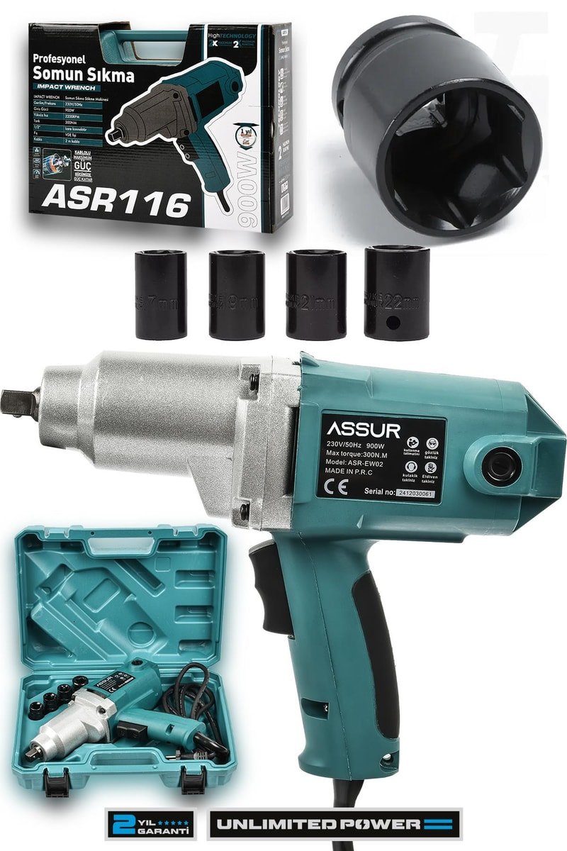 Assur Elektrikli 900W 300Nm Somun Sıkma Sökme Makinesi
            
            
                (ASR116-02-09)
