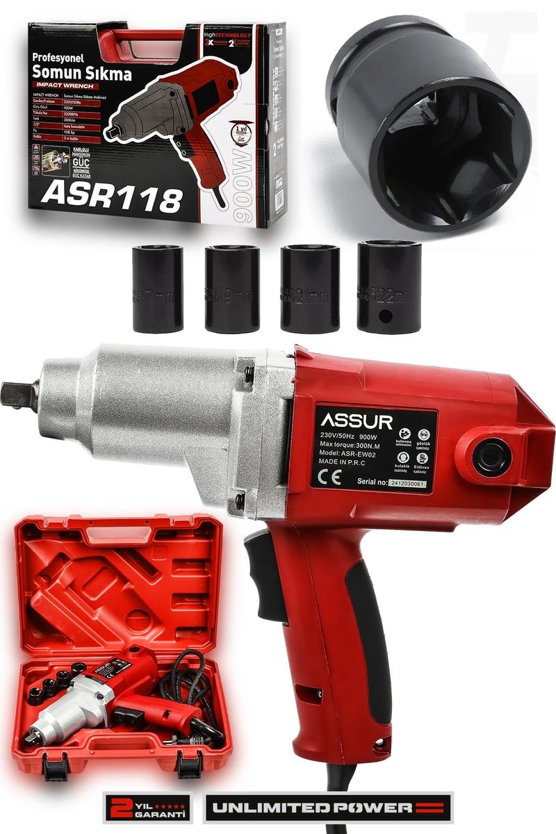 Assur Elektrikli 900W 300Nm Somun Sıkma Sökme Makinesi
            
            
                (ASR118-02-09)
