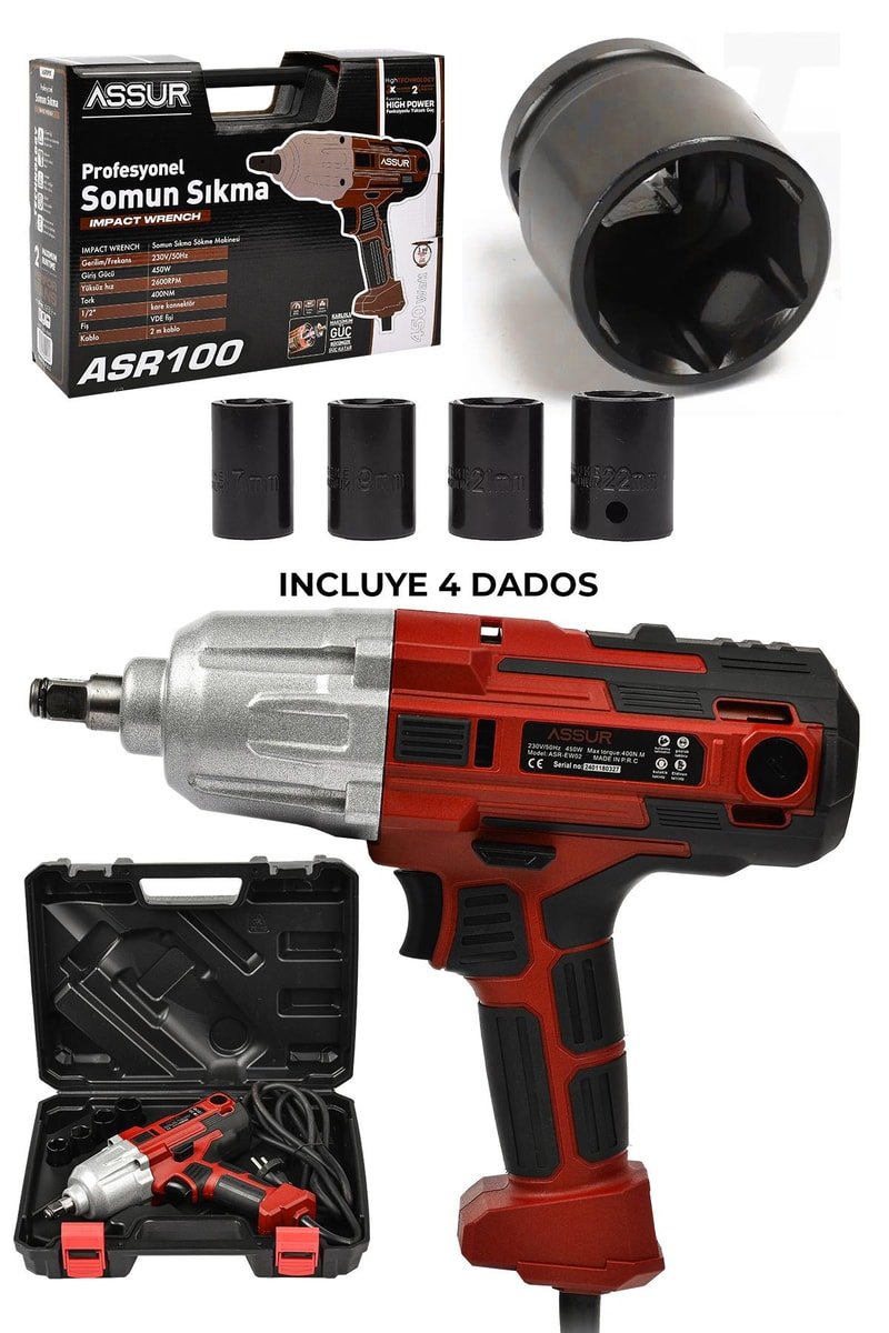Assur Elektrikli Somun Sıkma Sökme Makinesi 450 W
            
            
                (ASR100-02-9)