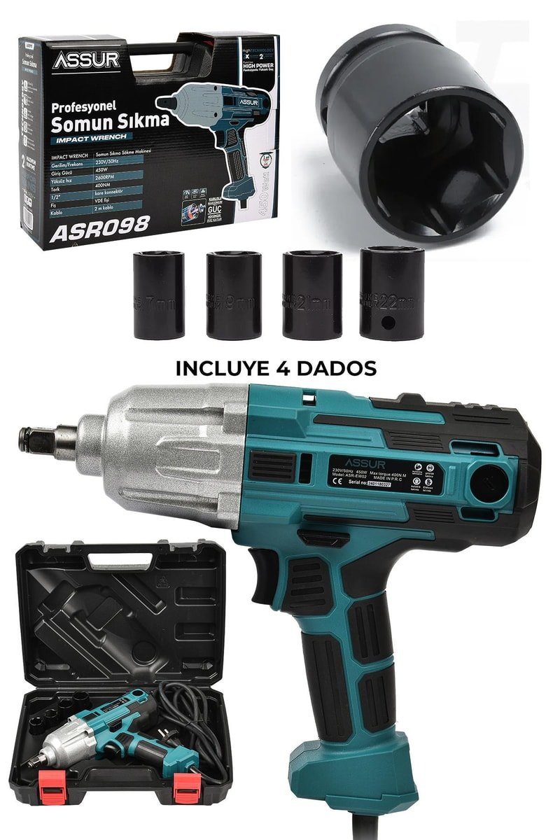 Assur Elektrikli Somun Sıkma Sökme Makinesi 450W
            
            
                (ASR098-02-9)
