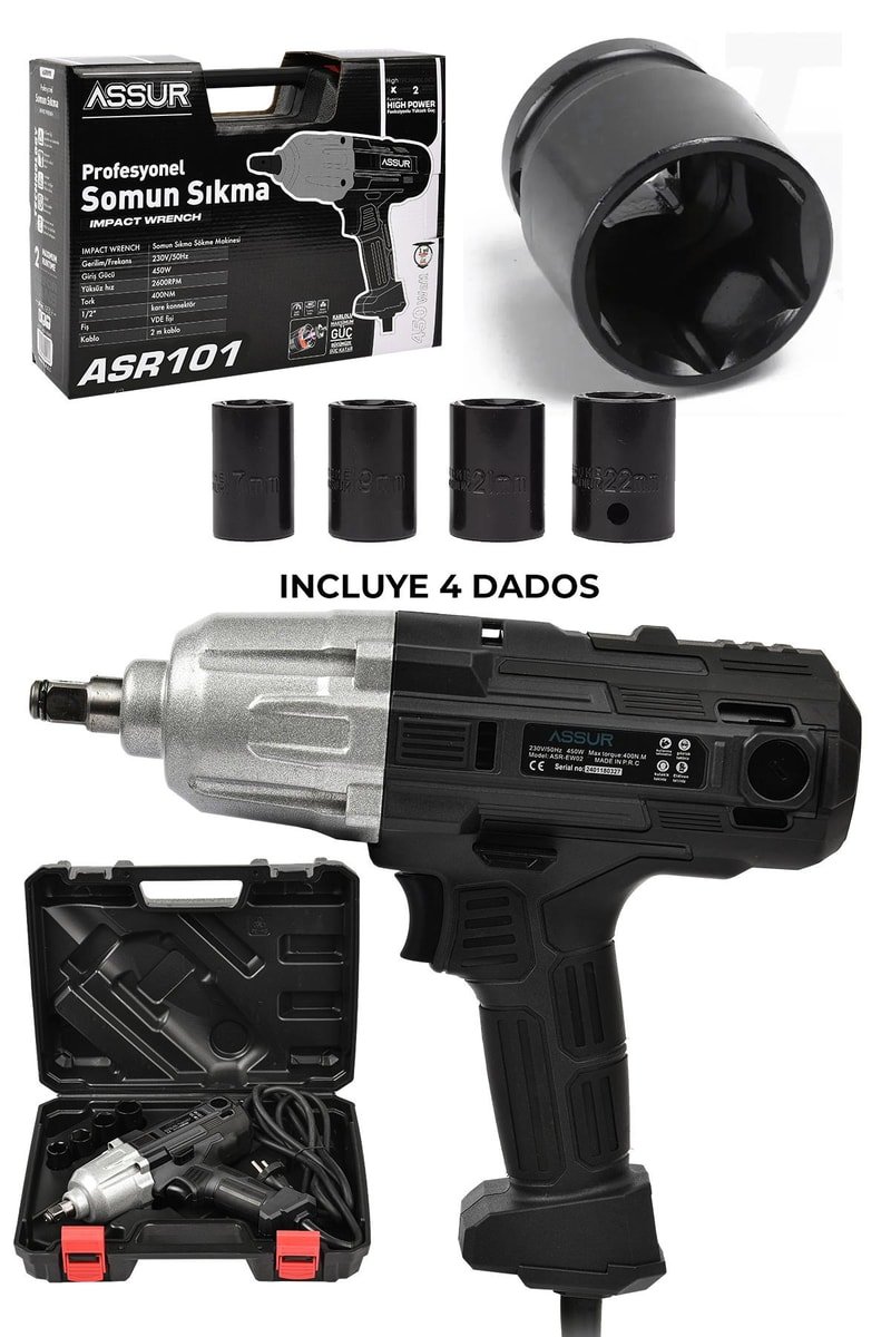 Assur Elektrikli Somun Sıkma Sökme Makinesi 450W
            
            
                (ASR101-02-9)