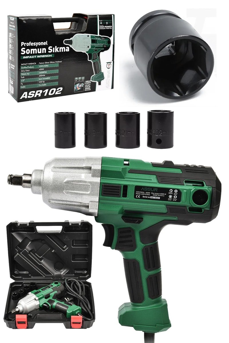 Assur Elektrikli Somun Sıkma Sökme Makinesi 450W
            
            
                (ASR102-02-9)