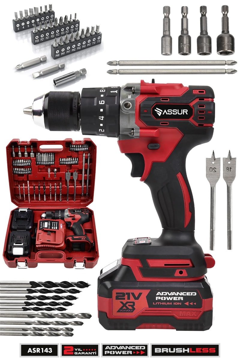 Assur Plus 21V 10 Pilli Çift Akülü Vidalama Darbeli Şarjlı Matkap
            
            
                (ASR143-02-01)