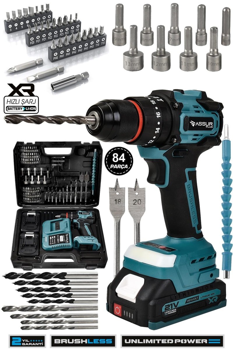 Assur Plus 21V Çelik Mandren Kömürsüz Motor Darbeli Şarjlı Matkap Vidalama
            
            
                (ASR131-01-1)