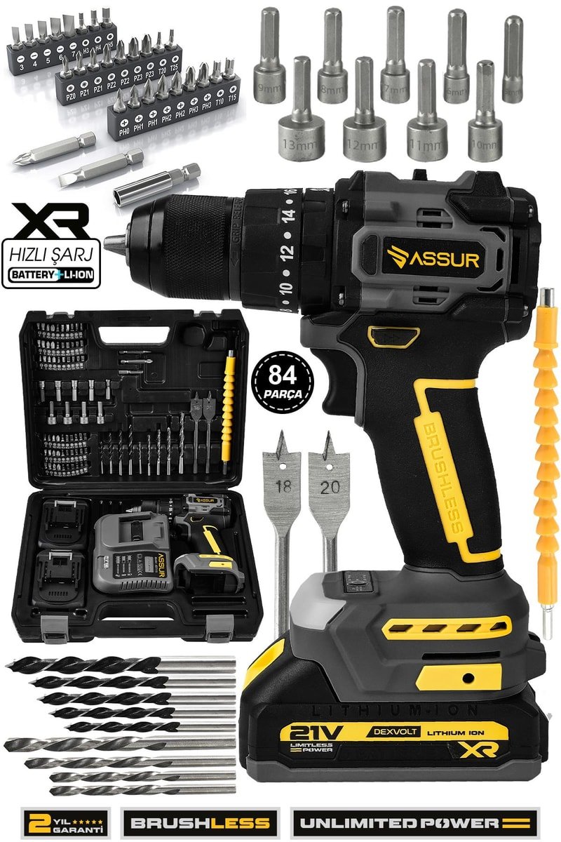 Assur Plus 21V Çelik Mandren Kömürsüz Motor Darbeli Şarjlı Matkap Vidalama
            
            
                (ASR134-01-2)