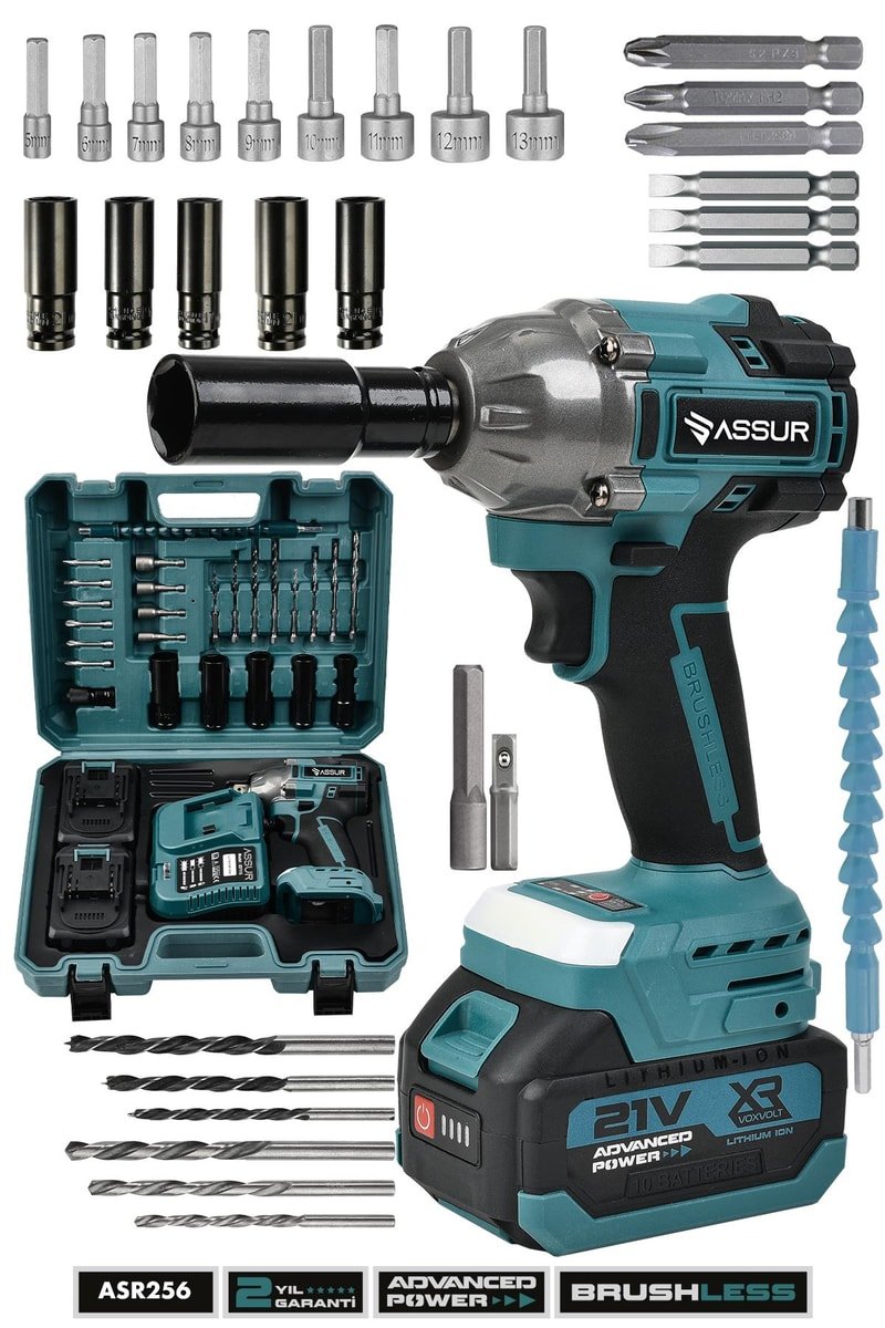 Assur Pro 21V Çift Akülü Kömürsüz Darbeli Matkap Somun Sıkma Sökme
            
            
                (ASR256-02-09)