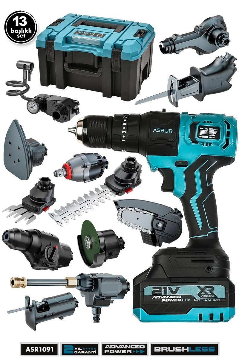 Assur Pro 21V Çift Akülü Kömürsüz Şarjlı 13 Başlıklı Set
            
            
                (ASR1091-02-30)