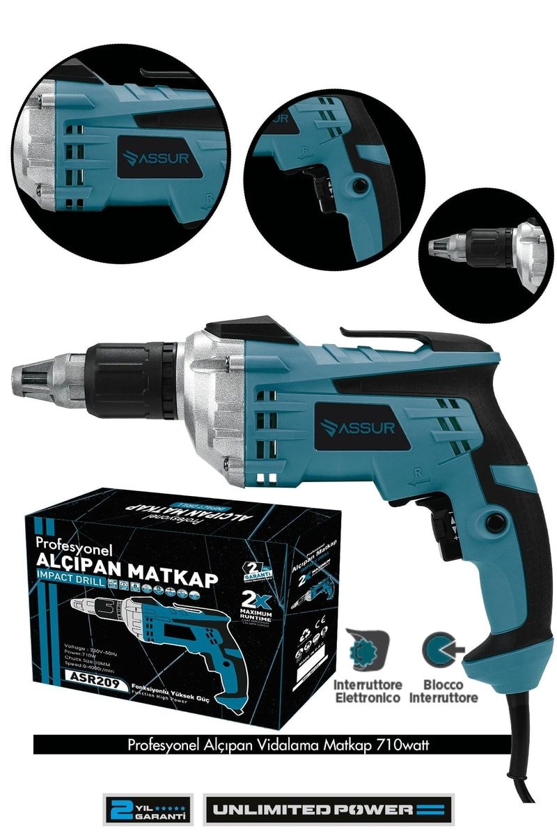 Assur Pro 710W Elektrikli Matkap 90N.m Alçıpan Vidalama Tabancası
            
            
                (ASR209-02-1)