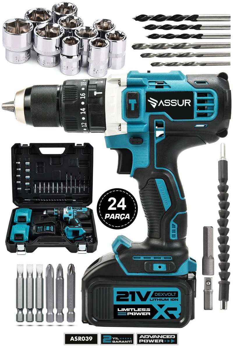 Assur Pro Metal Şanzıman 21V Çift Akülü Şarjlı Darbeli Matkap
            
            
                (ASR039-02-01)